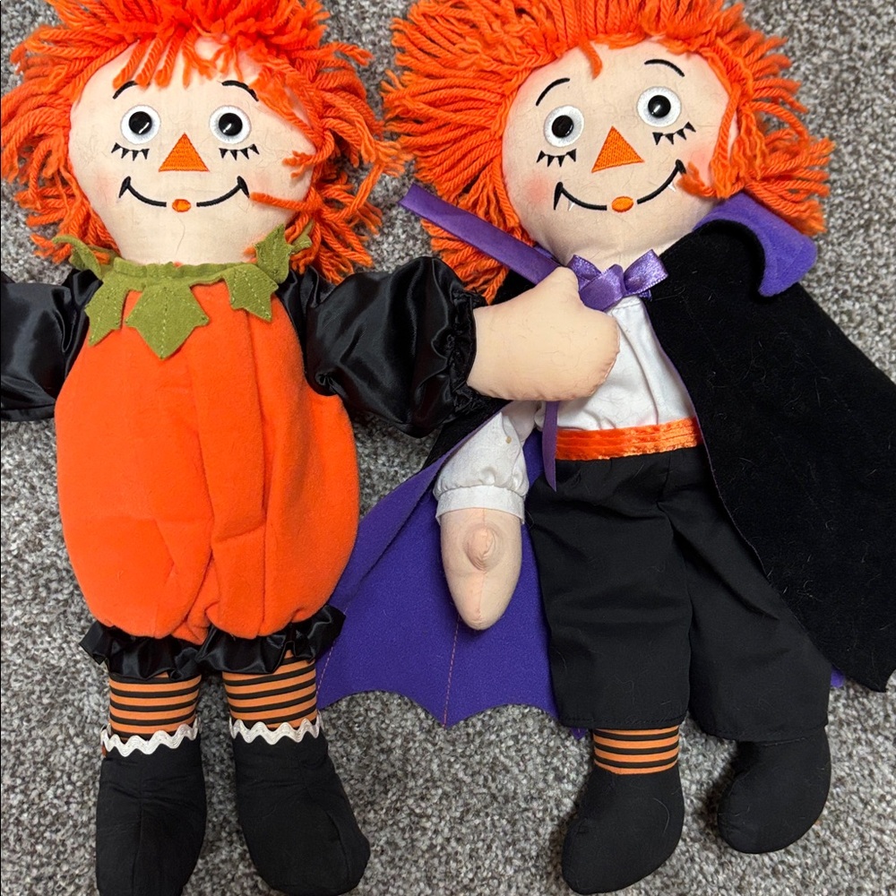 Halloween Rag Dolls with Orange and Black Outfits